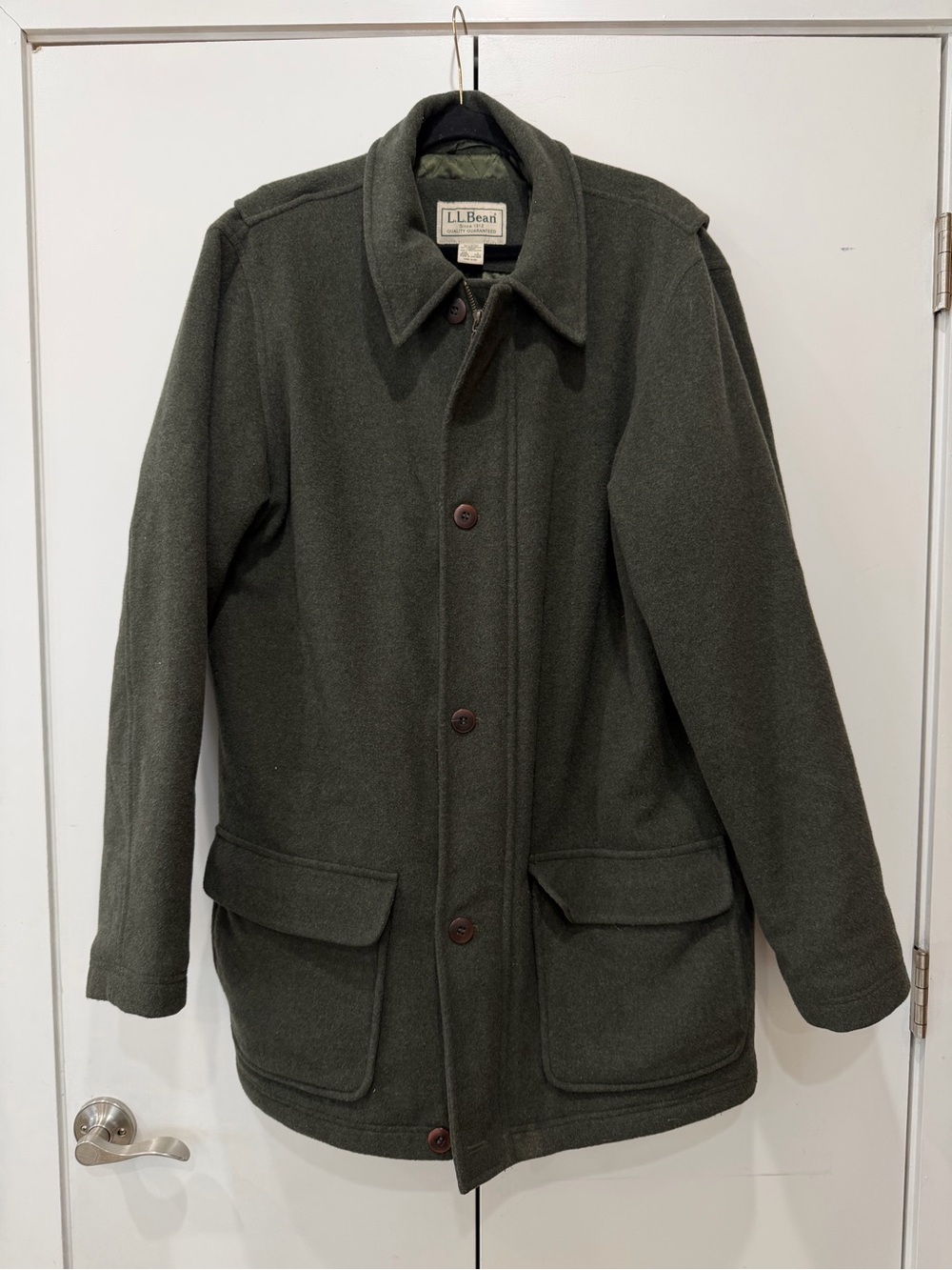 Vintage L.L. Bean Maine Guide Wool Parka Men L Large Tall Green Thinsulate Coat
